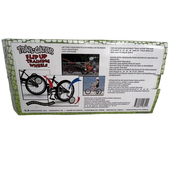 Trail Gator Flip Up Training Wheels Fold Up 12"-20" Black Adjustable Kids Biking - Picture 2 of 12